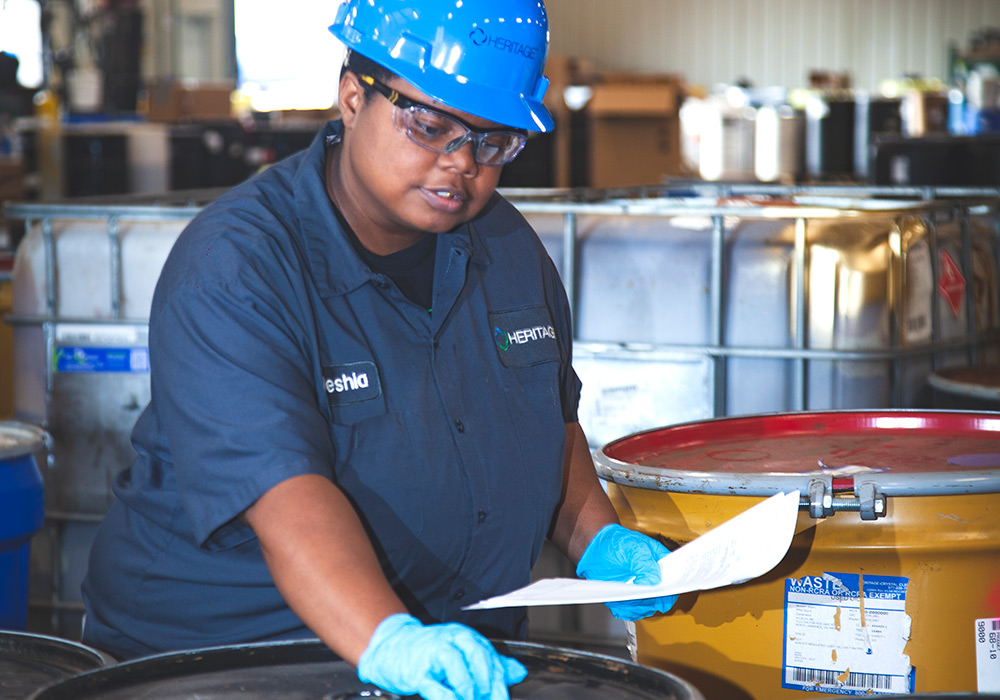 inorganic waste treatment employee plant